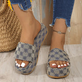 Bottom Slippers Women Wear 2025 New Water-Washing Letter Embroidery One-Word Loose Cake Thick Bottom Thick Bottom Thick Thick Cool