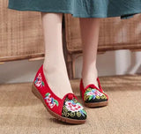 Breakj Shoes Ox Tendon Bottom Big Head Shoes Mother Grandma Shoes A Foot Pedal Cloth Shoe Women's Single Shoes Embroidered