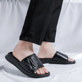 Breakj Summer New Leather Sandals Men's Summer Casual Slippers Popular Outside Wear Dual-Purpose Beach Shoes