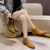 Winter New Round Head Solid High Heels Women's Outwear Large Size Warm and Comfortable Short Boots Fashion Boots