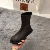 Breakj Boots Female 2024 Spring And Autumn New Simple Thin Single Boots Martin Boots Fashion Middle Tube British Style Ankle