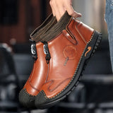 o'clock New Arrivals Men Ankle Boots Autumn Breathable Slip-on Shoes Winter Plush Casual Botas De Hombre Trend Large