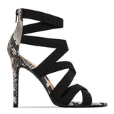 Mujer 2021 Women's Ladies Pumps Fashion Bandage Patchwork Mixed Colors Snake High Heels Sandals Casual