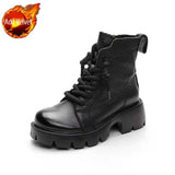 Chunky Footwear Platform Fur Short Shoes for Women Biker Female Ankle Boots Combat Punk Style Trend 2023 Spring