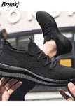 Men Running Shoes Breathable Lac-up Sport Shoes Lightweight Comfortable Walking Sneakers Black Tenis Masculino Zapatillas