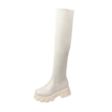Breakj Plus Size Stretch Over The Knee Boots Women's Fashion New Simple Round Head Thick Bottom Fashion