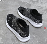 New Women Crystal Sneakers Spring Autumn Casual Zipper Flat Shoes women Non-slip Breathable Outdoor Vulcanized Shoes