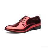 Leather Men Wedding Shoes Gold Blue Red White Oxfords Shoes Designer Pointed Toe Dress Shoes Big Size