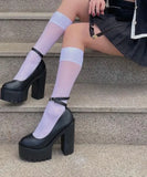 Platform Heeled Loafers Women Pumps Slip On Spring Punk Office Dres Black High Heels Marry Janes Shoes