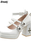 Women Mary Janes Pumps Shoes Brand Design 2023 Spring Gothic Style Lolita Sweet Girl Office Lady High Heels Pumps