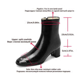 Women Snow Boots with Fur Split Cowhide Block Heel ZIP Genuine Leather Fall Winter Short Ankle Boot Black Booties Shoe Size