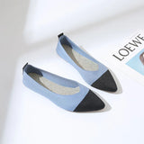Women Pointed Toe Shallow Flat Shoes Mesh Loafers Soft Bottom Ballet Flats Classic Moccasins Knit Dress Shoes