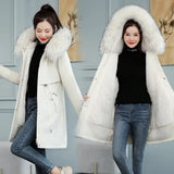 2021 Fashion Long Winter Coat Women Clothing Wool Liner Hooded Parkas Slim With Fur Collar Warm Winter Jacket