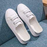 Zapatos De Mujer Lady Cute Sweet White Pu Leather Slip on Loafers Women Fashion Comfort Anti Skid Flat Shoes