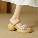 Breakj Zi Yan- -Foreign Style High With Thick With Thick Bottom Cool Slippers Female Platform Bottom Water Diamond Flower Fairy Shoes Outdoor Half