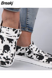 Autumn Women Canvas Shoes Solid Leopard Breathable Lace-Up Sneakers Slip On Loafers Lazy Casual Round Toe Vulcanized