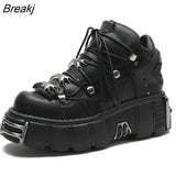 Ankle Boots Shoes for Women's Chunky Chelsea Goth Boots Punk Style Sneakers Metal Decoration Motorcycle Botas New
