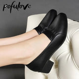 Shoes Women Heels Leather Black Lady Work Professional Shoes New Luxury Designer Platform Heels, Zapatos De