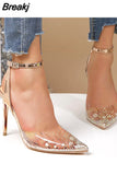 Summer Autumn Hot Sale Sexy Women Rose Gold Pumps Thin High Heels Slip-on Women's Pumps Elegant Ankle Strap