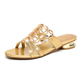 Women's sandals fashion new slippers women's sandals leather slippers thick heel diamond large size sandals