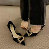 Elegant Thin High Heels Pumps Women 2024 Spring Square Buckle Shallow Mouth Single Shoes Woman Pointed Toe Office
