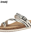 2023 New Women Summer Cork Slippers Casual Slip on Beach Outside Slides Flip Flops
