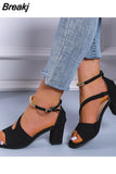 Women's Summer Sexy High Heels Black Sandals Hollow Thick Shoes Fashion Platform Sandals Open Toe Shoes Sandal Platform