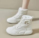 Winter Leather Snow Boots for Women 2024 New Plus Velvet Thick Bottom Shoe Waterproof Platform sneaker Woman
