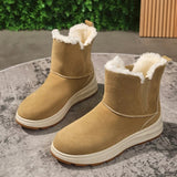 Faux Suede Winter Snow Boots for Women Thicken Plush Platform Ankle Boots Woman Slip On Anti-Slip Cotton Padded