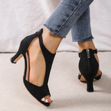 Sandals Women 2023 New Simple Back Zipper Fishmouth High Heels Women Shoes Summer Fashion Stiletto Women