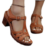 Breakj Summer New Women's High-Heeled Thick-Soled Sandals Large Size Fish Mouth Coarse Heel With Slope