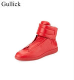 Top Hook Mens Shoes White Red Blue Leather Lace-up Leisure Flat Shoes For Men Rubber Sole Cusual Sneakers