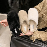 Breakj Women In The Autumn And Winter 2025 New With Velvet Warm Round Head After The Tripty Bag Head Wear A Hundred Low Heel Hair
