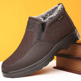 Shoes Middle-aged Elderly Men's New Plush Warm Anti Slip Waterproof Snow Boots Outdoor Work Travel Leisure Shoes