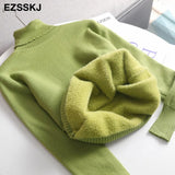 Autumn winter fur basic warm velvet Sweater Pullovers Women female high-neck Fleece sweater thick Turtleneck Knit
