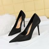 Breakj Korean Version Of Fashion Delicate Show Thin And Sweet High-Heeled Shoes With Super High Heel Shallow Mouth Pointed Single Shoes Women's