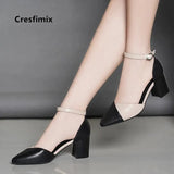 Hauts Talons Women Classic White Pu Leather Buckle Strap High Heel Shoes Lady Casual Black High Heels Sexy Shoes