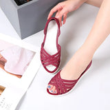 Summer Women Fashion Jelly Sandals Low Heel Peep Toe Shallow Slides Casual Beach Outdoor Female Ladies Slipper