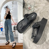 Summer Women Beach EVA Light Platform Flip Flops Solid Color Med Heel Non-slip Outdoor Female Indoor Slipper
