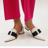 2023 Women's Single Shoes Low Thick Heel Pointed Sandals Handmade Women's Shoes Spring Autumn Plus Size Loafers