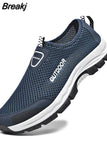 Men's casual shoes, mesh breathable sports shoes, outdoor beach anti-skid men's shoes, flat bottomed casual hiking