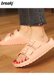 Platform Women EVA Flip Flops Beach Light Home Flat Heel Buckle Slippers Female Casual