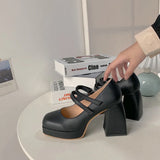 Shoes Spring New Korean Version Of Wild Thick-heeled Square Toe French Retro Mary Jane Shoes
