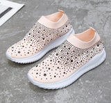 New Women Crystal Sneakers Spring Autumn Casual Zipper Flat Shoes women Non-slip Breathable Outdoor Vulcanized Shoes