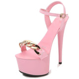 Decoration Buckle Strap Women Shoes New Chunky Heel Sandals Summer Platform High Heels Nightclub Party Pole Dance