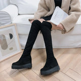 Women Boots Pumps Shoes for Women Winter Stretch Slim Thigh High Boots Knee Boots Over Knee Thin Leg Elastic Boots Martin