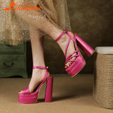 High Heeled Women's Sandals 2023 Summer Buckle Strap Platform Pumps Simply Element Comfortable Walking Plus Size
