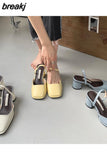 New Designer Heels Women Slippers Square Toe Slip On Mules Ladies Summer Casual Thick Heels Outdoor Slides Female