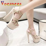 Sandals T-Strap Pole Dance Shoes Stripper Heels Platform Sandals Women Brand Weave Cross Peep Toe Summer Red