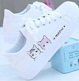 Spring Autumn Fashion Women Running Shoes White Breathable Embroidered Flower Lace-Up Casual Sneakers Zapatos De